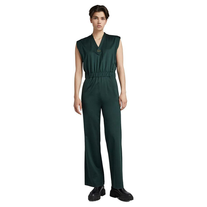 G-STAR Damen Wide Leg V-Neck Jumpsuit, Grün (laub D22370-C813-4287)