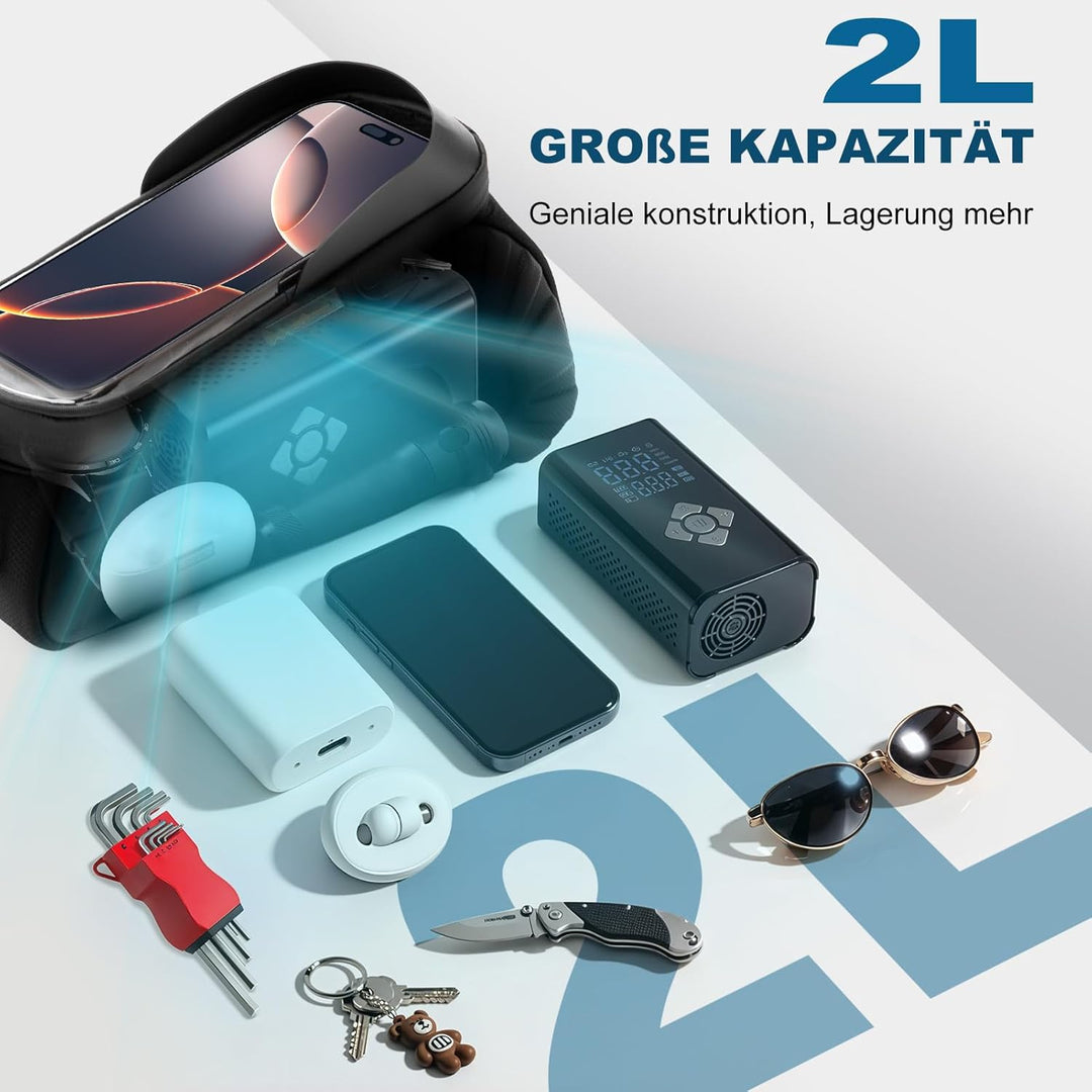 Rahmentasche Fahrrad mit Reflektoren, Fahrradtasche Rahmen mit TPU-Touchscreen,Fahrrad Rahmentasche