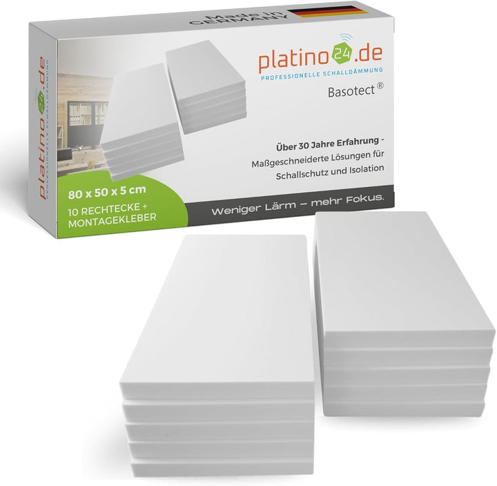10 x Schall-Absorberelement aus BasotectG+ ® Akustik Schaumstoff Dämmung Isolation Akustikverbesseru