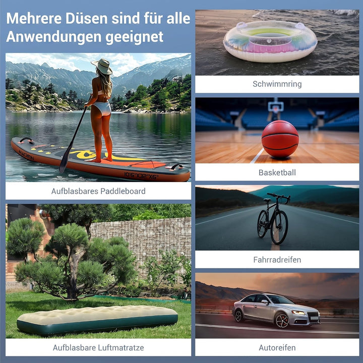 NACATIN 50PSI Elektrische SUP Pumpe, Wiederaufladbare Paddle Board Pumpe mit 5200mAh Akku &amp; 12V Auto