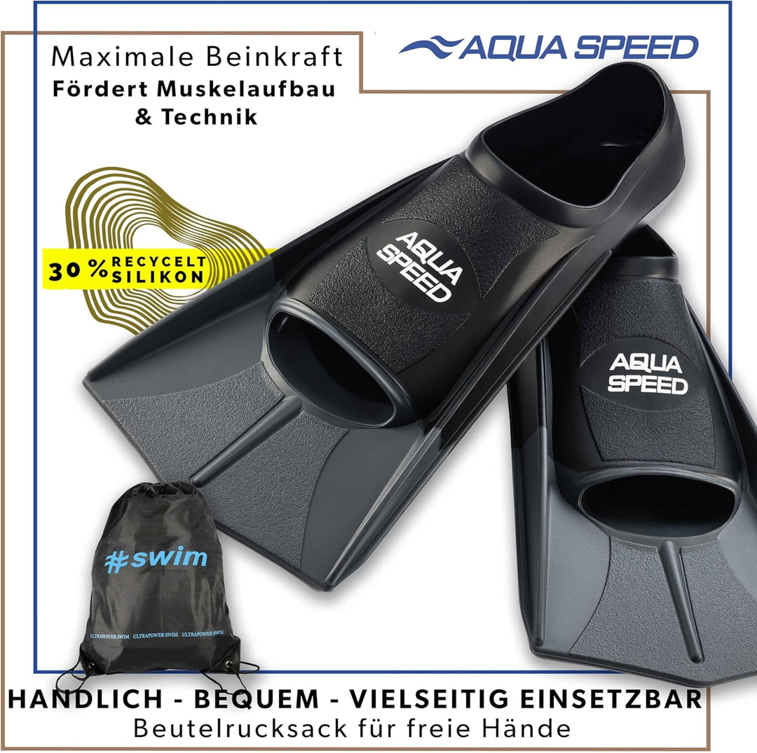 Aqua Speed Kurze Schwimmflossen für Erwachsene und Kinder I HIGH TECH | weiche Trainingsflossen I le