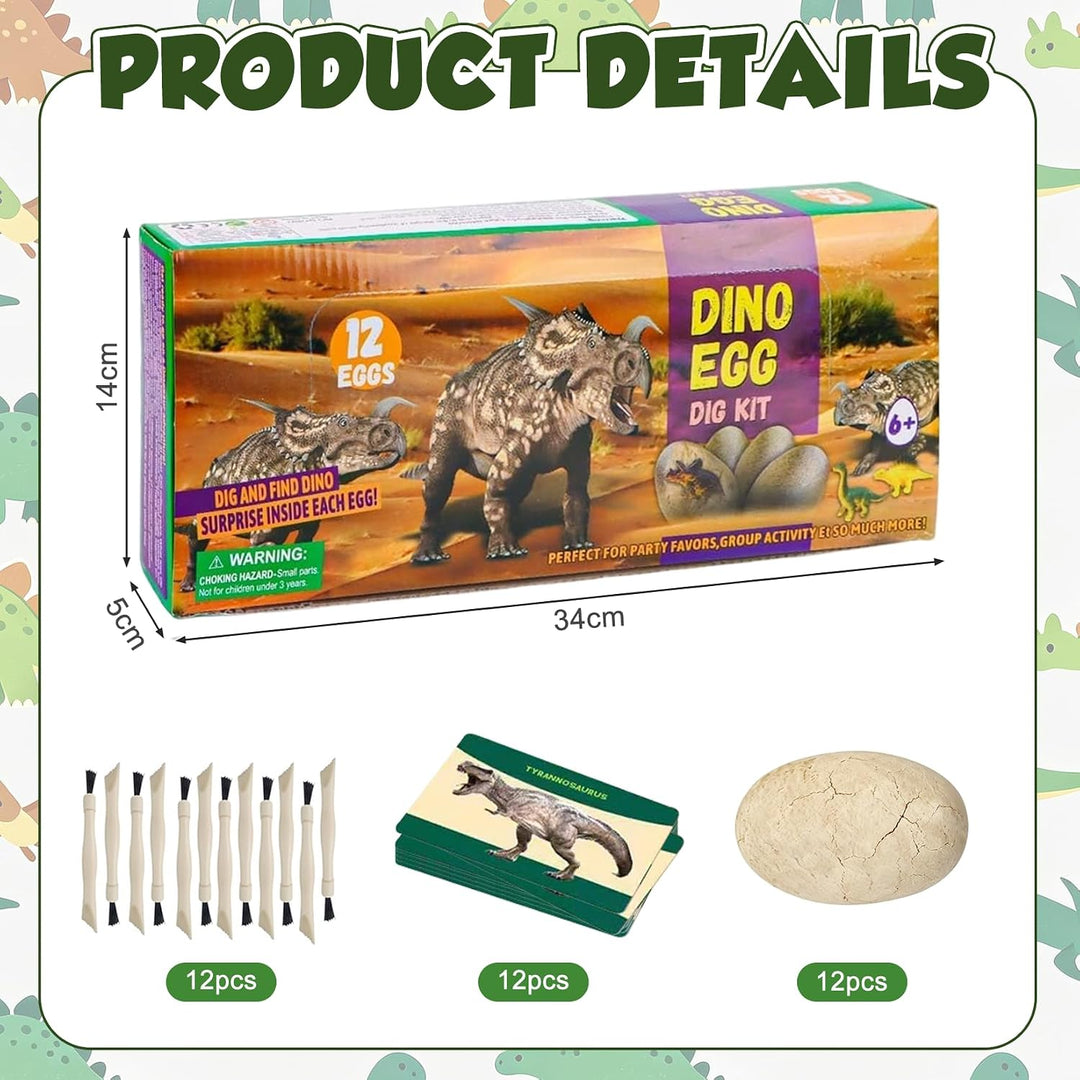 Idota 12 Stück Dino Ausgrabungsset, Dino Eier Zum Ausgraben, Dinosaurier Egg Spielzeug für Party Kla