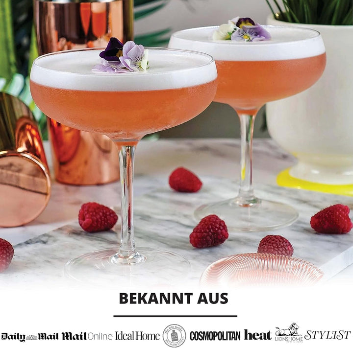 Vemacity Elegante Espresso Martini Gläser 4er Set | Handgefertigte Cocktailgläser Set | Champagner S