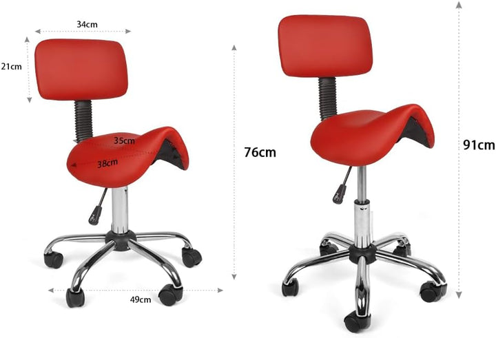 Mingone Bürohocker mit Rollen Sattelhocker mit Rückenlehne Drehhocker Arbeitsstuhl Ergonomisch Satte