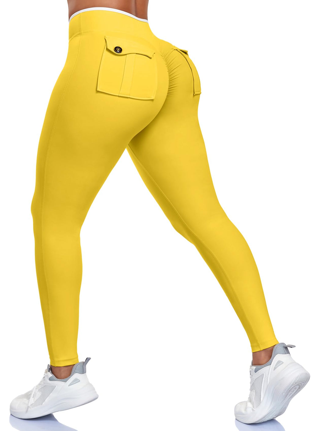STARBILD Damen Leggings Sport Push Up Po, Sportleggins mit Taschen Hohe Taille Blickdicht, Scrunch B
