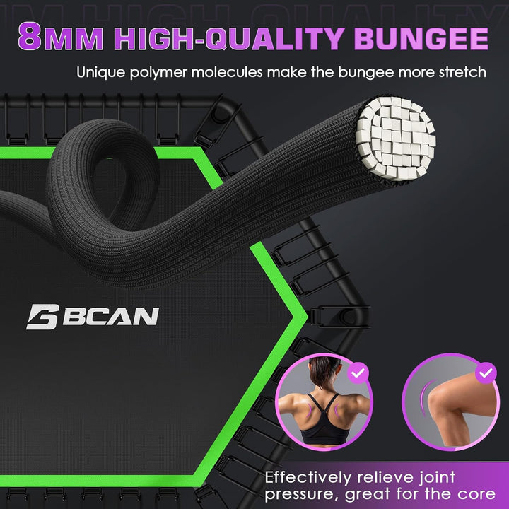 BCAN Fitness Trampolin Indoor Ø 122/133 cm, Trampolin Erwachsene bis 250 kg, Bodentrampolin mit vers