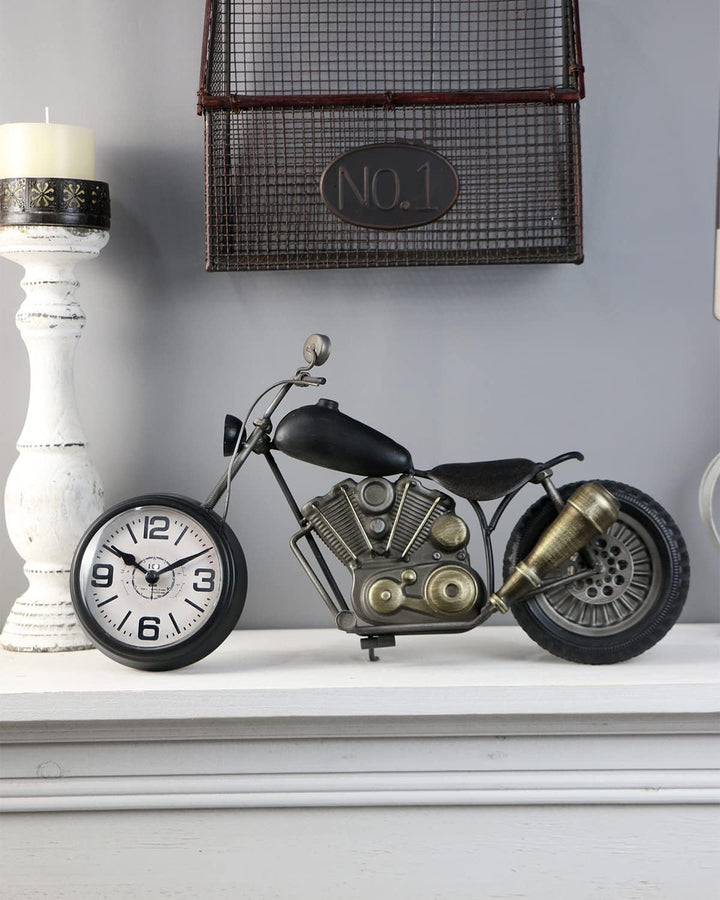 Vintage-Schreibtischuhr, Tischuhr, Motorrad-Geschenke für Männer, rustikale Bauernhaus-Dekoration, G