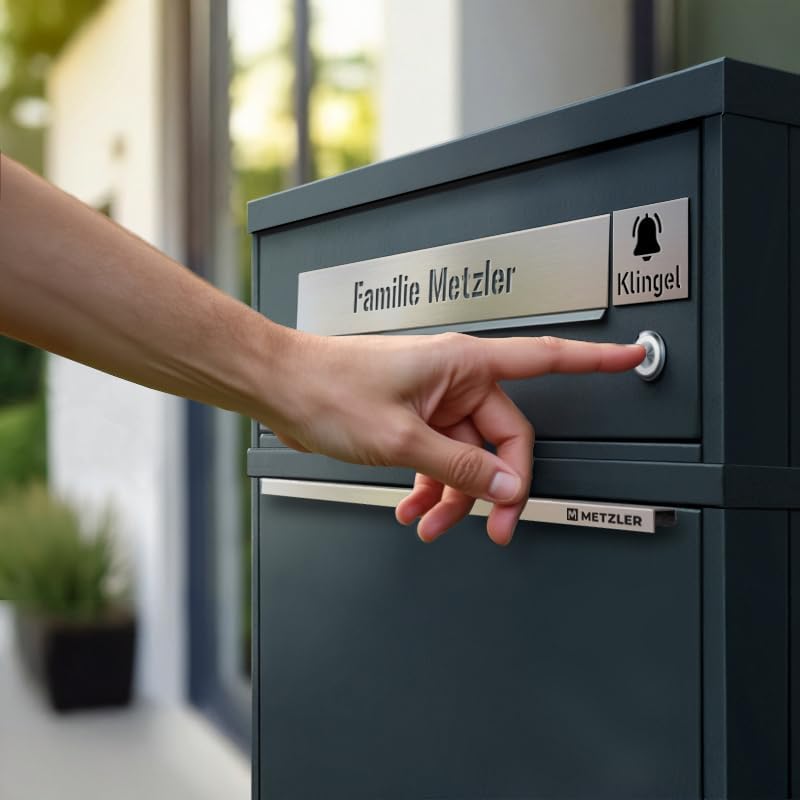 Metzler Briefkasten mit Paketfach & Funkklingel, Paketbox draussen gross XXL mit Klingel & 1 Steckdo