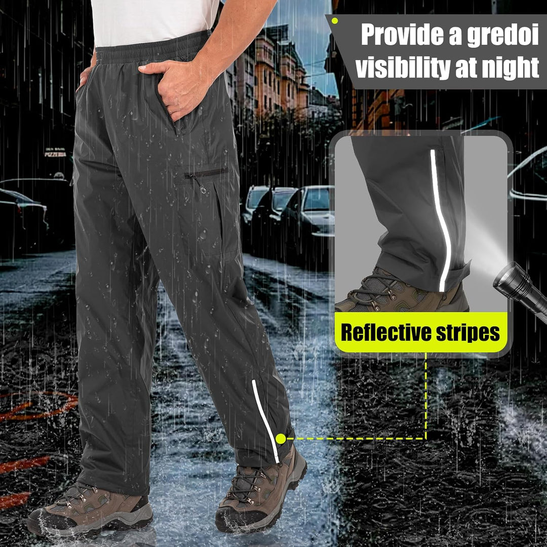 Jogwits wasserdichte Regenhose für Herren Atmungsaktiv Winddicht Outdoorhose Elastischer Bund Hose L