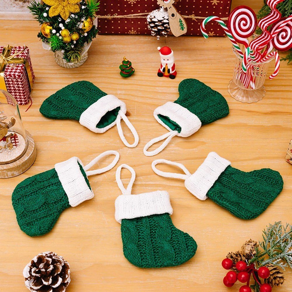 5 Stück Weihnachtssocken Zum Aufhängen, Mini-Strick-weihnachtsstrumpf, Weihnachtsmann-socken, Kamin-