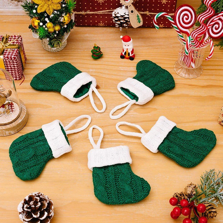 5 Stück Weihnachtssocken Zum Aufhängen, Mini-Strick-weihnachtsstrumpf, Weihnachtsmann-socken, Kamin-
