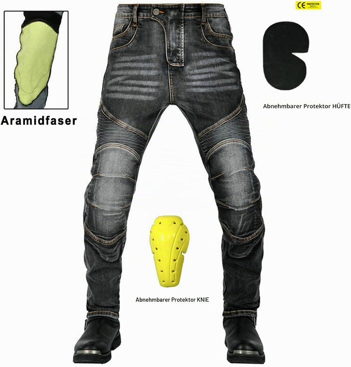 GEBIN Motorradhose Herren, Motorrad Jeans Herren mit Protektoren, Aramidfaser Jeans Herren Motorrad,