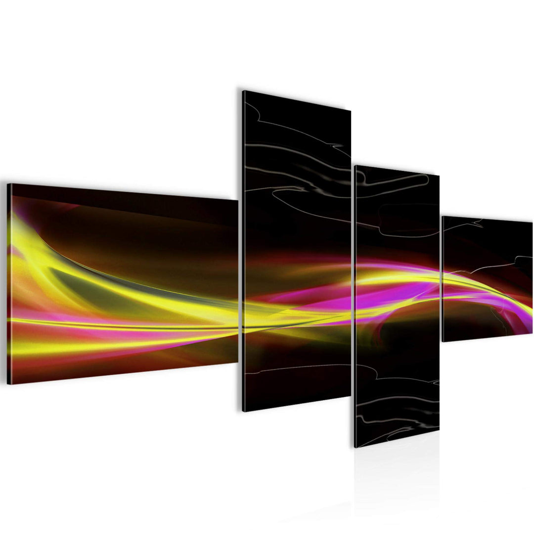 Runa Art Bild Modern Abstrakt - Made in Germany - Wandbilder Schwarz Gelb Rosa 4 Teilig 103242a 100