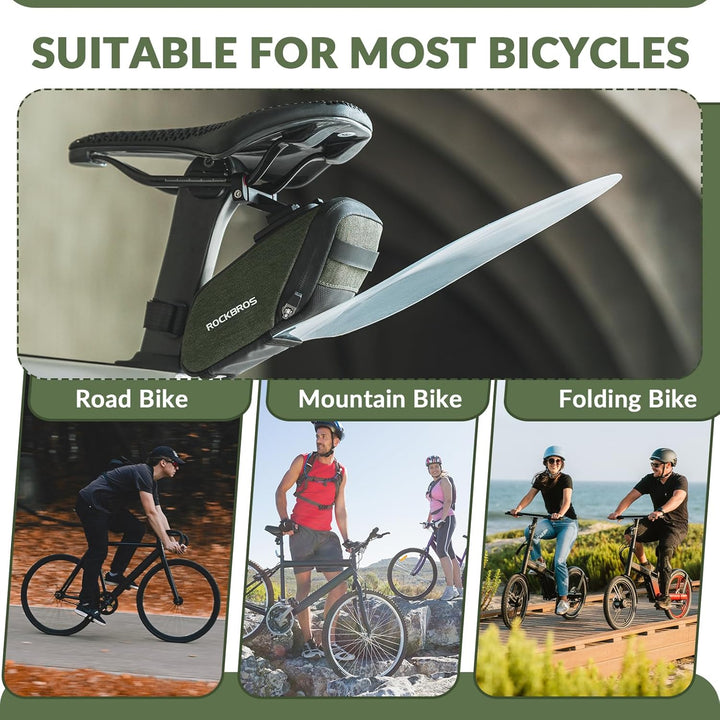 ROCKBROS Fahrrad Satteltasche Fahrradsitz Tasche Fahrradtasche mit Durchsichtigen PVC Kotflügel für