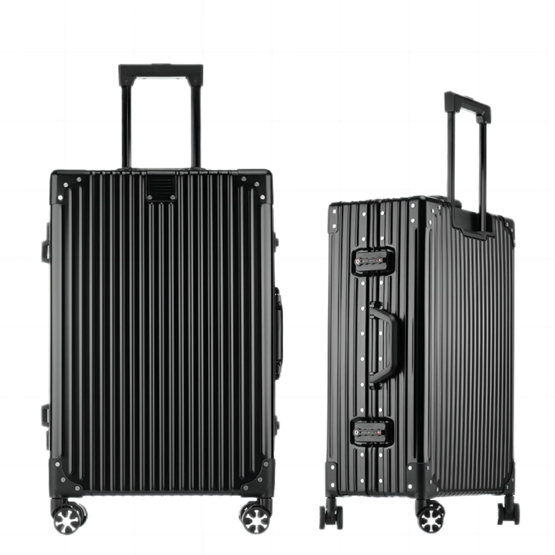100% Aluminium Koffer (100L) - Grosser L Vollaluminium Reisekoffer - Premium Check-in Trolley mit TS