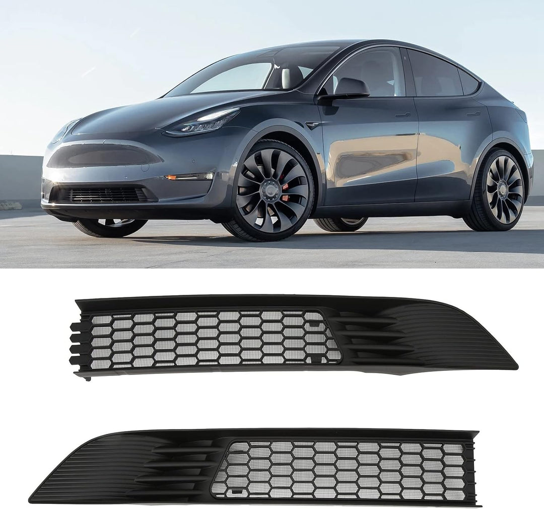 Frontgrill Mesh für Tesla Model Y 2020-2023 2pcs Bright Black Car Front Bumper Vent Grills Replaceme