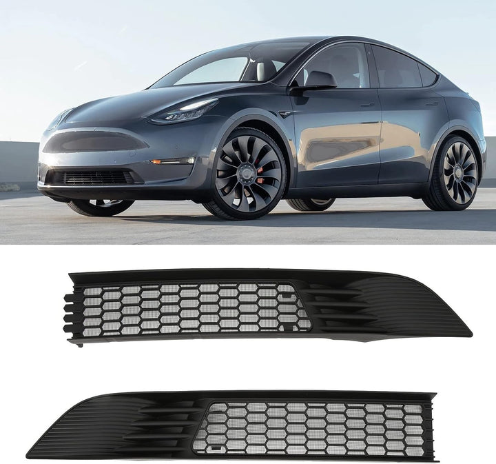 Frontgrill Mesh für Tesla Model Y 2020-2023 2pcs Bright Black Car Front Bumper Vent Grills Replaceme