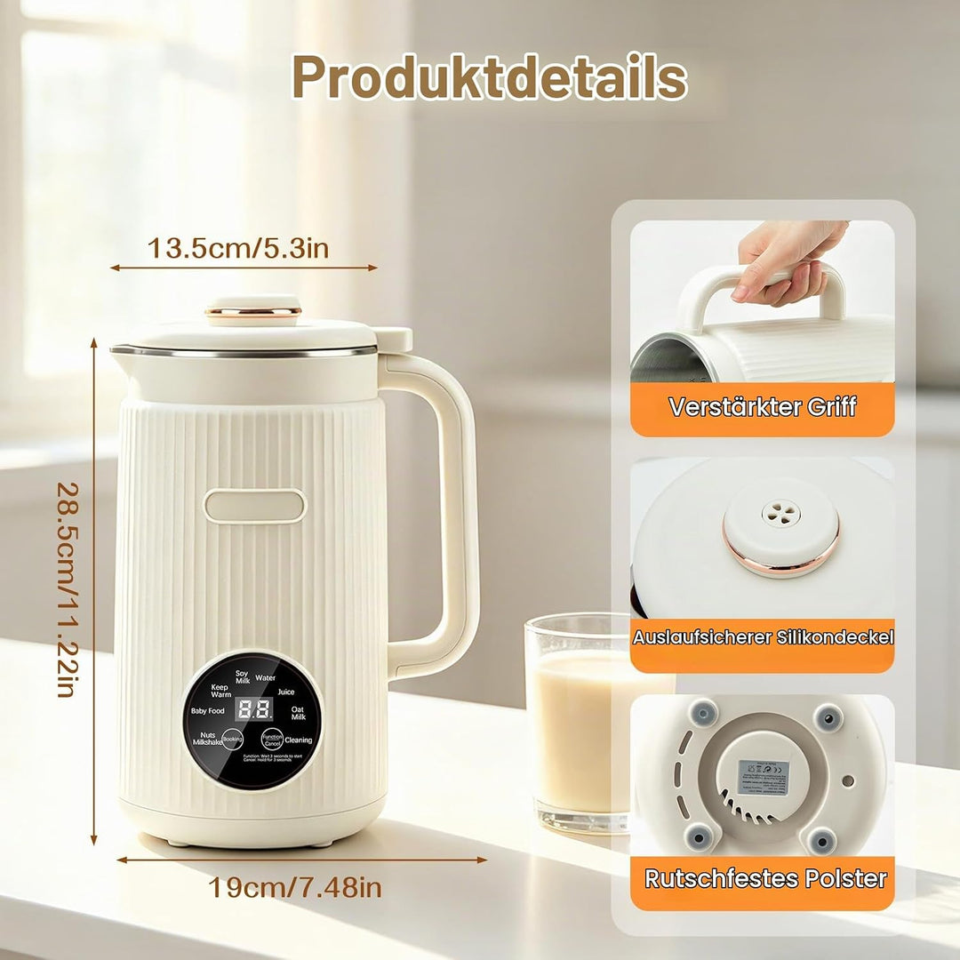Nussmilchmaschine, 1200ml Automatische Sojamilch Maschine, 8-in-1 Hafermilch Maschine für selbstgema