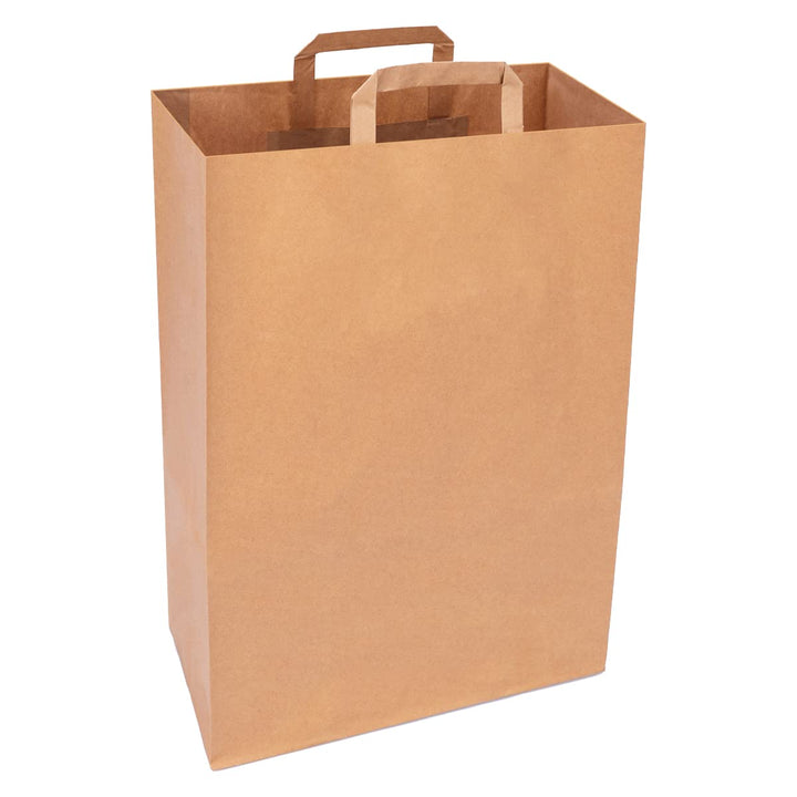 verpacking Papiertragetaschen mit Flachhenkel 45 x 32 x 16 cm Braun - Papiertüten Bio Papiertasche K