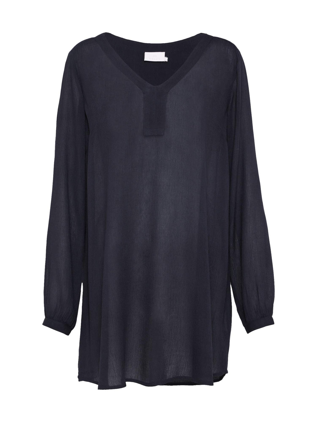 KAFFE Tunika Amber Damen Tunika Amber Langarm V Ausschnitt Shirt Casual Basic, 34 Midnight Marine