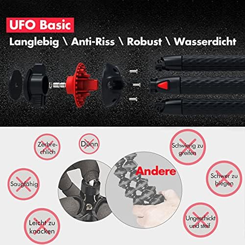 Fotopro Flexibles Smartphone-Stativ, Mini-Stativ, Octopus-Stil, mit Telefonadapter, Kamerastativ für