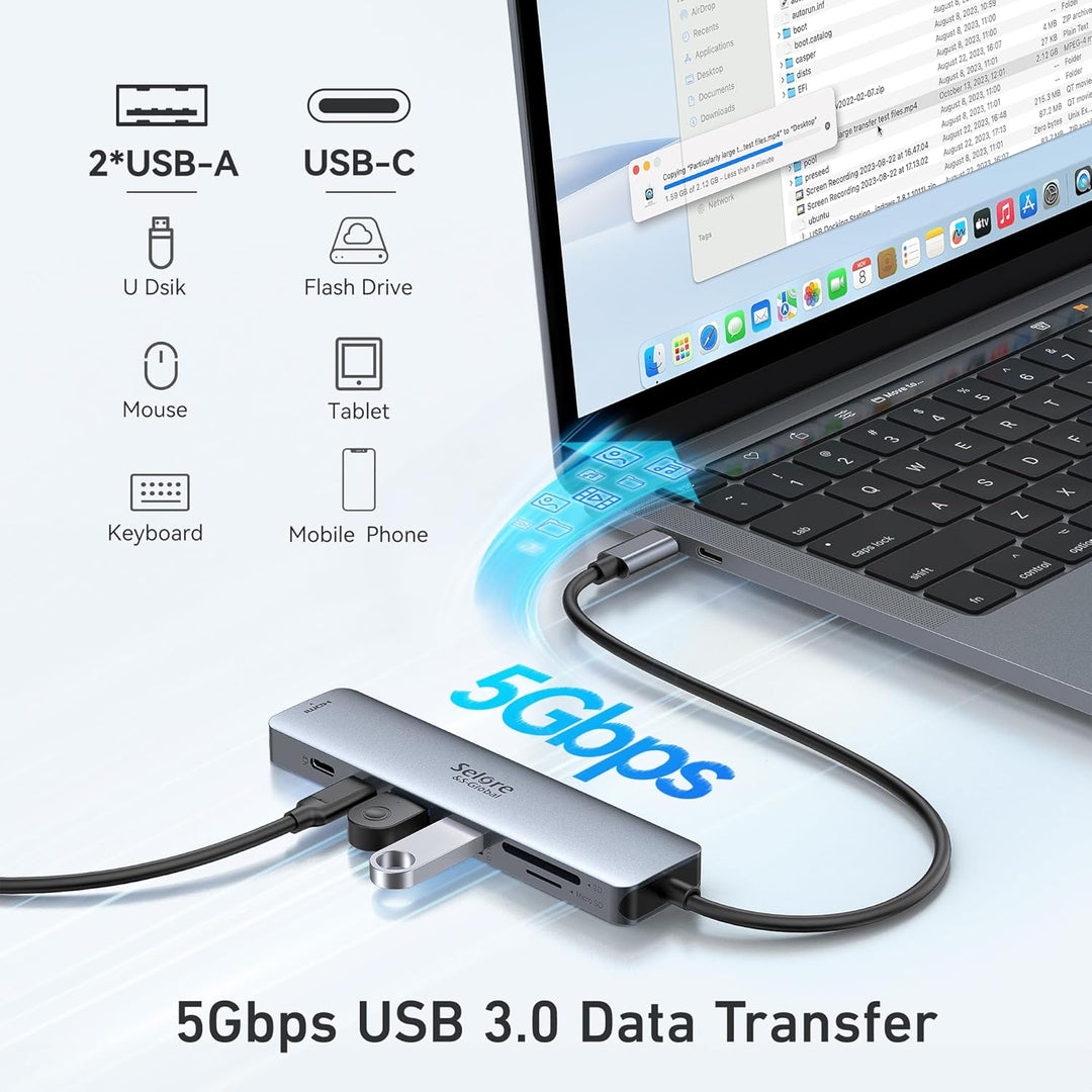 Selore&S-Global USB C Hub HDMI Adapter für MacBook Pro/Air, 7 in 1 USBC Dongle with HDMI, SD/TF Card