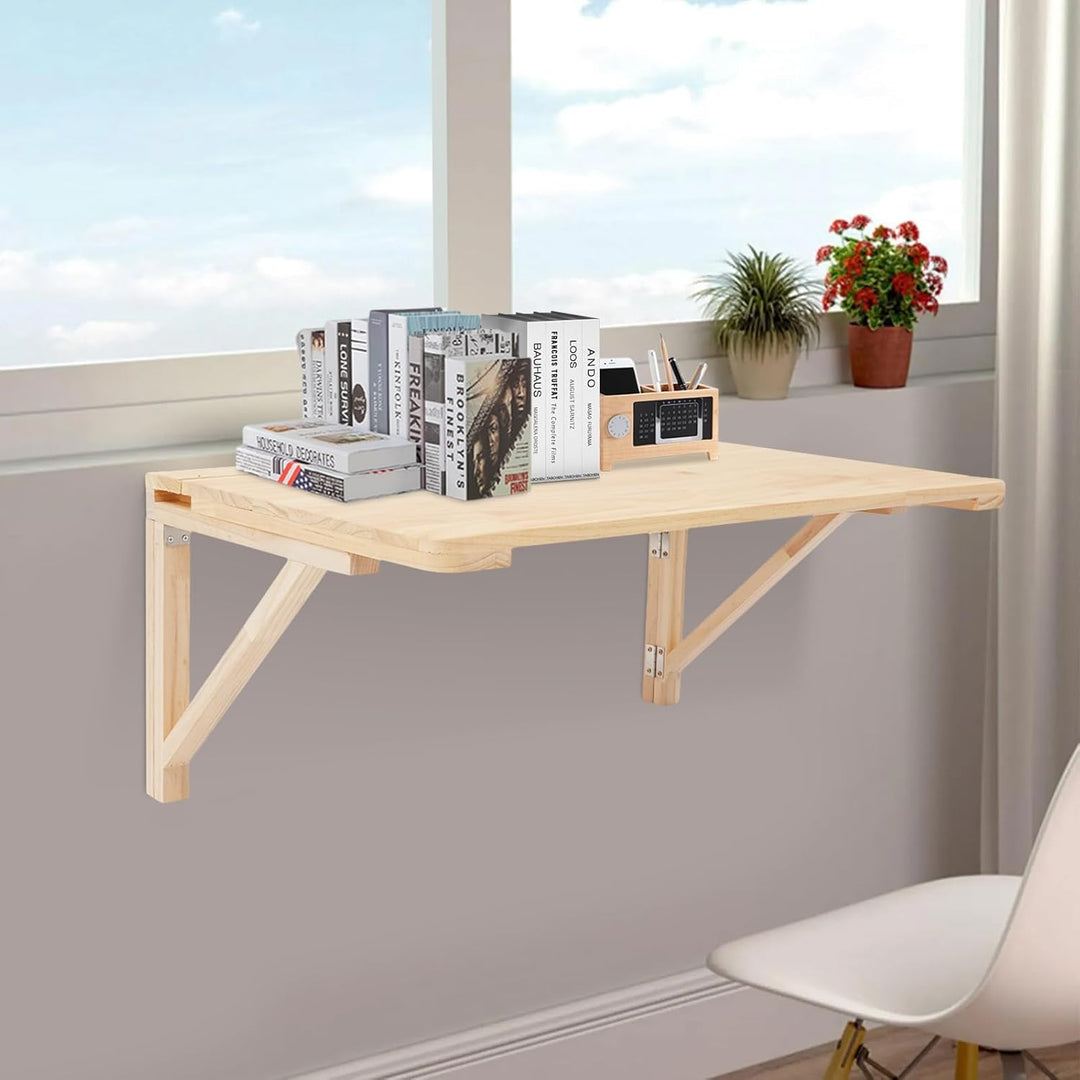 Wandklapptisch 80x50cm, Wandtisch klappbar aus Kiefernholz, platzsparende klapptisch wandmontage für