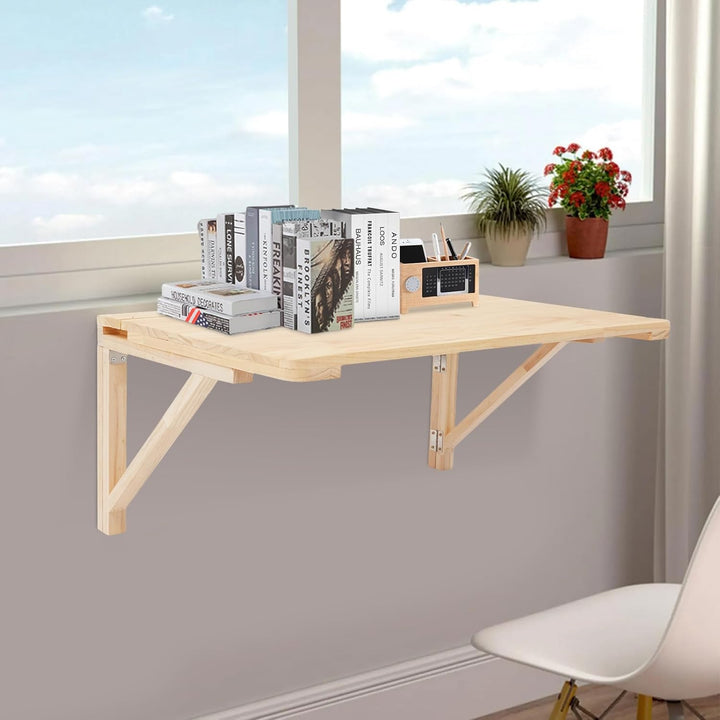 Wandklapptisch 80x50cm, Wandtisch klappbar aus Kiefernholz, platzsparende klapptisch wandmontage für
