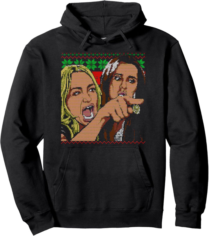 Frau, die ein Katzenmeme anschreit Weihnachts-Sweater Pullover Hoodie