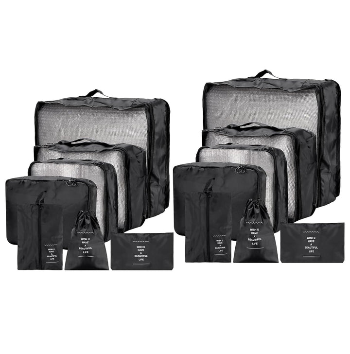 SINJEUN 2 Sätze Koffer Organizer Set, 14 Stück Schwarz Packing Cubes, Reise Organizer Set für Koffer