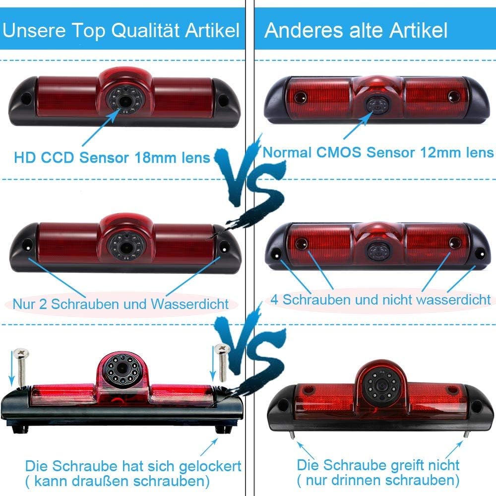 Auto Dritte Dach Top Mount Bremslicht Rückfahrkamera Rückfahrsystem Einparkkamera+ 7 Zoll LCD Monito