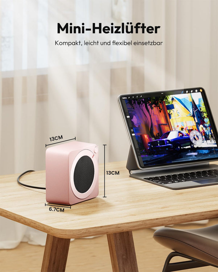 Gaiatop Mini Heizlüfter Energiesparend 500W, Heizlüfter Klein mit 2s PTC-Keramikheizung, mit Überhit