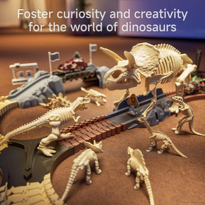 OR OR TU Autorennbahn Dinosaurier Spielzeug 188Stück, Dinosaurier Fossilien Rennstrecke Kinderspielz