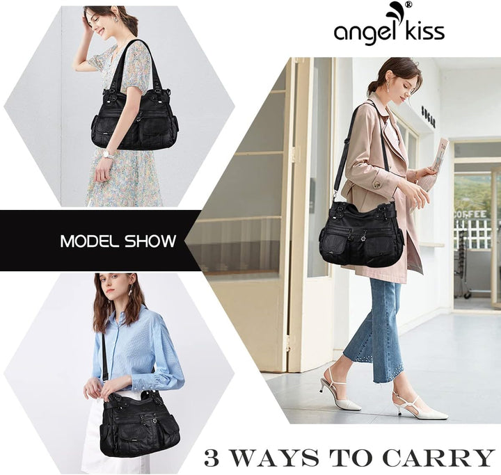 Angel Kiss Damen Handtasche Gurt Tote-Hobo-Crossbody 1-1#schwarz, 1-1#schwarz