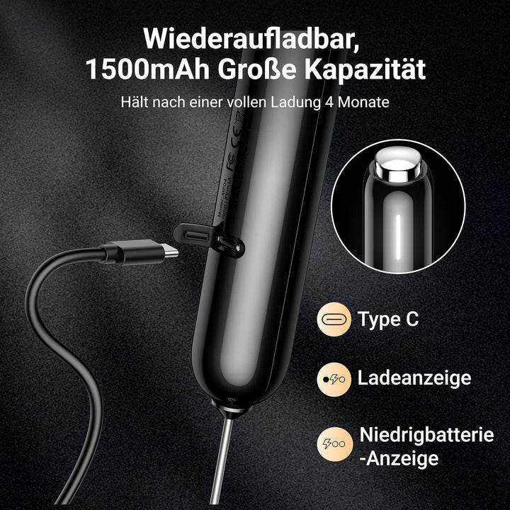 Typhur InstaWhisk Milchaufschäumer elektrisch, Milchschäumer Stab mit variabler Geschwindigkeit, USB