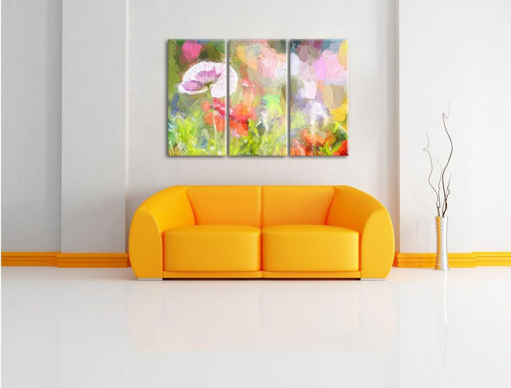 Pixxprint Kalifornischer Mohn im Frühling als Leinwandbild/Grösse: 3 Teilig (120x80 cm) cm/Wandbild/