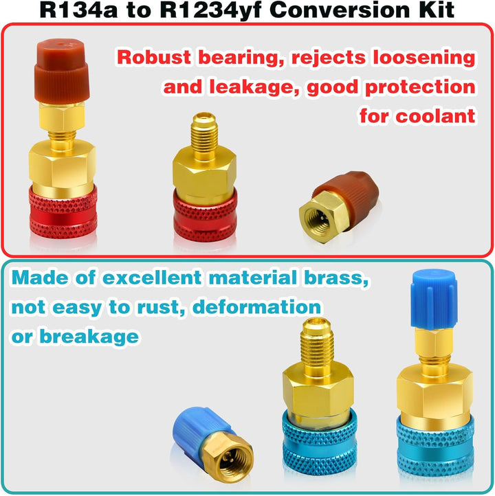 CANIPHA R1234yf-auf-R134a-Adapter, Schnellkupplungssatz, Kältemittel-Nachfüllsatz, High-/Low-Side-R1