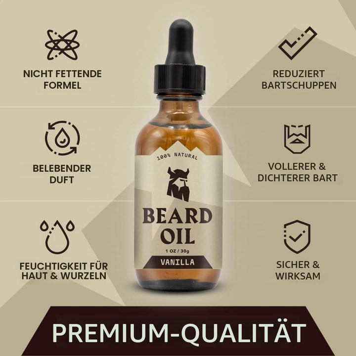 Striking Viking Bartpflege-Set mit Bartbalsam &amp; Bartöl - 30 g / 30ml, Vanille - Bartöl mit Duft - Zä