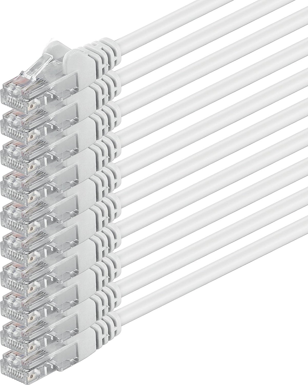 10m - weiss - 10 Stück - (PACK) - CAT.6 CAT6 Ethernet-Lan-Netzwerk-Kabel 1000 Mbit/s Patchkabel 10 m