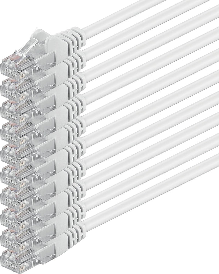 10m - weiss - 10 Stück - (PACK) - CAT.6 CAT6 Ethernet-Lan-Netzwerk-Kabel 1000 Mbit/s Patchkabel 10 m