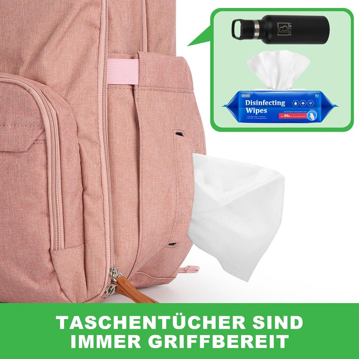 Brisby Wickelrucksack gross - Wickeltasche kinderwagen mit isoliertes Frontfach, Babytasche mit Wick