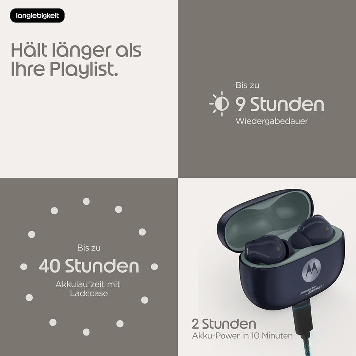 Motorola Moto Buds 2 Plus Sound by Bose (BT 6.0 Earbuds, multidimensionaler Sound, Dolby Head Tracki