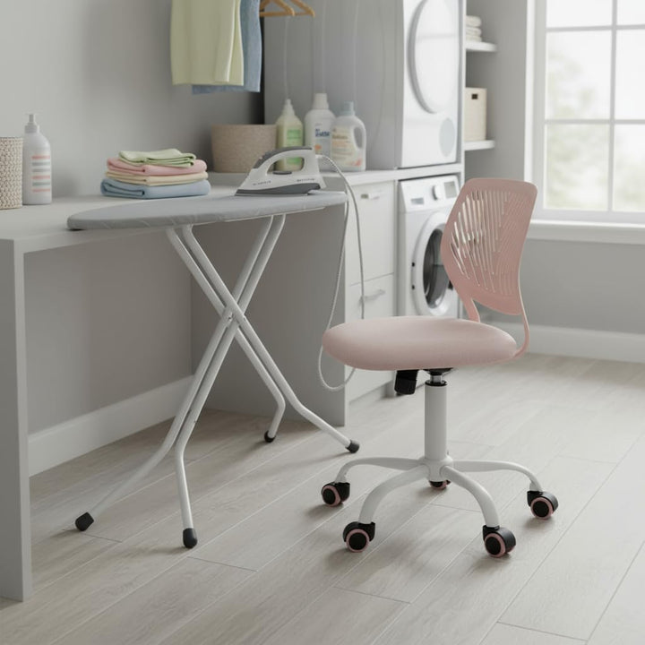 FurnitureR Bügelhocker ergonomisch, höhenverstellbar, ohne Armlehnen, Netzrückenlehne, Sitzfläche 38