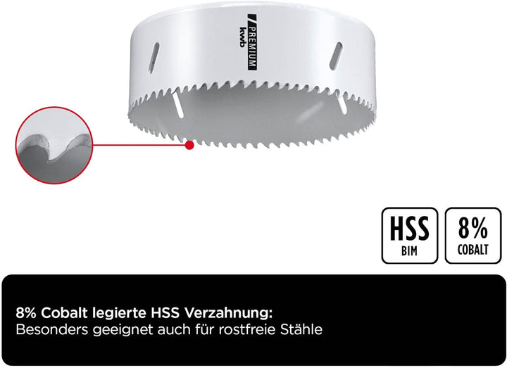 kwb HSS Bi-Metall-Lochsäge Ø 127 mm, 8% kobaltlegiert mit progressiver Vario-Zahnung und hoher Präzi