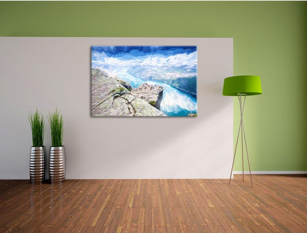 Pixxprint Küste in Norwegen als Leinwandbild/Grösse: 100x70 cm/Wandbild/Kunstdruck/fertig bespannt,