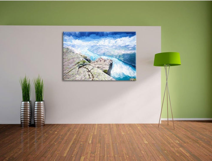 Pixxprint Küste in Norwegen als Leinwandbild/Grösse: 100x70 cm/Wandbild/Kunstdruck/fertig bespannt,