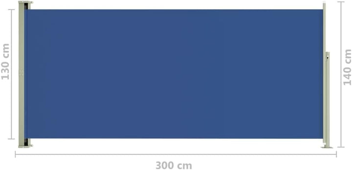 140x300 cm Seitenmarkise Ausziehbar Blau Terrassen-Sichtschutz Balkon Seitenwand Stilvolle Seitenmar