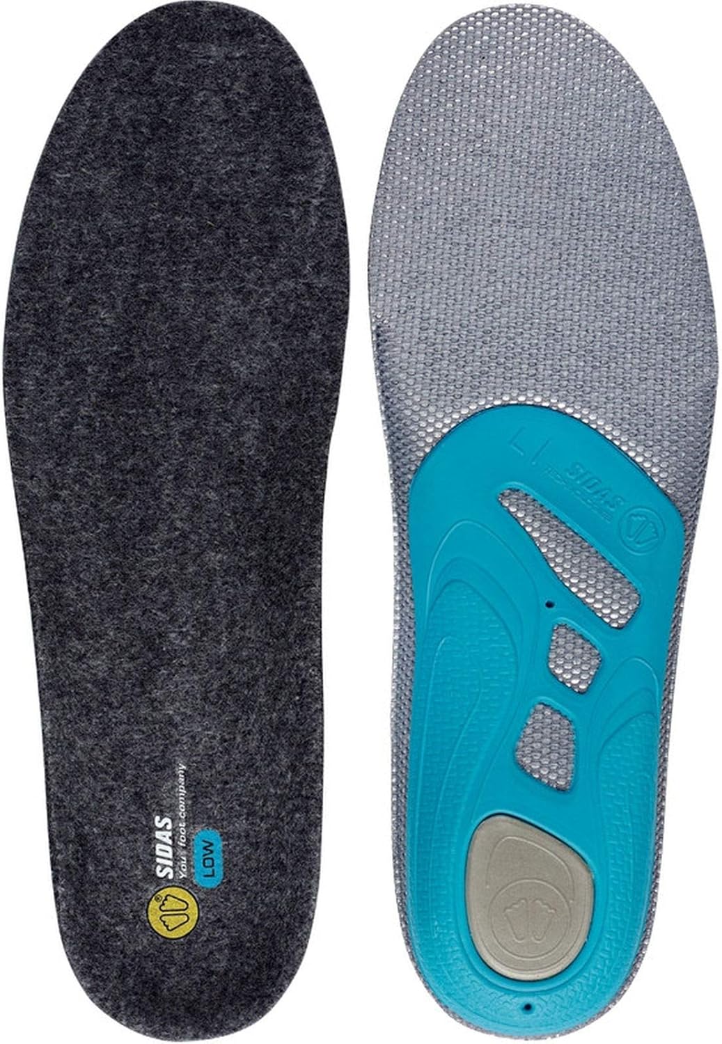 Sidas 3feet Merino Low Einlegesohlen Blau-Grau - Merino Anatomische warme Merino Einlegesohle, Gröss