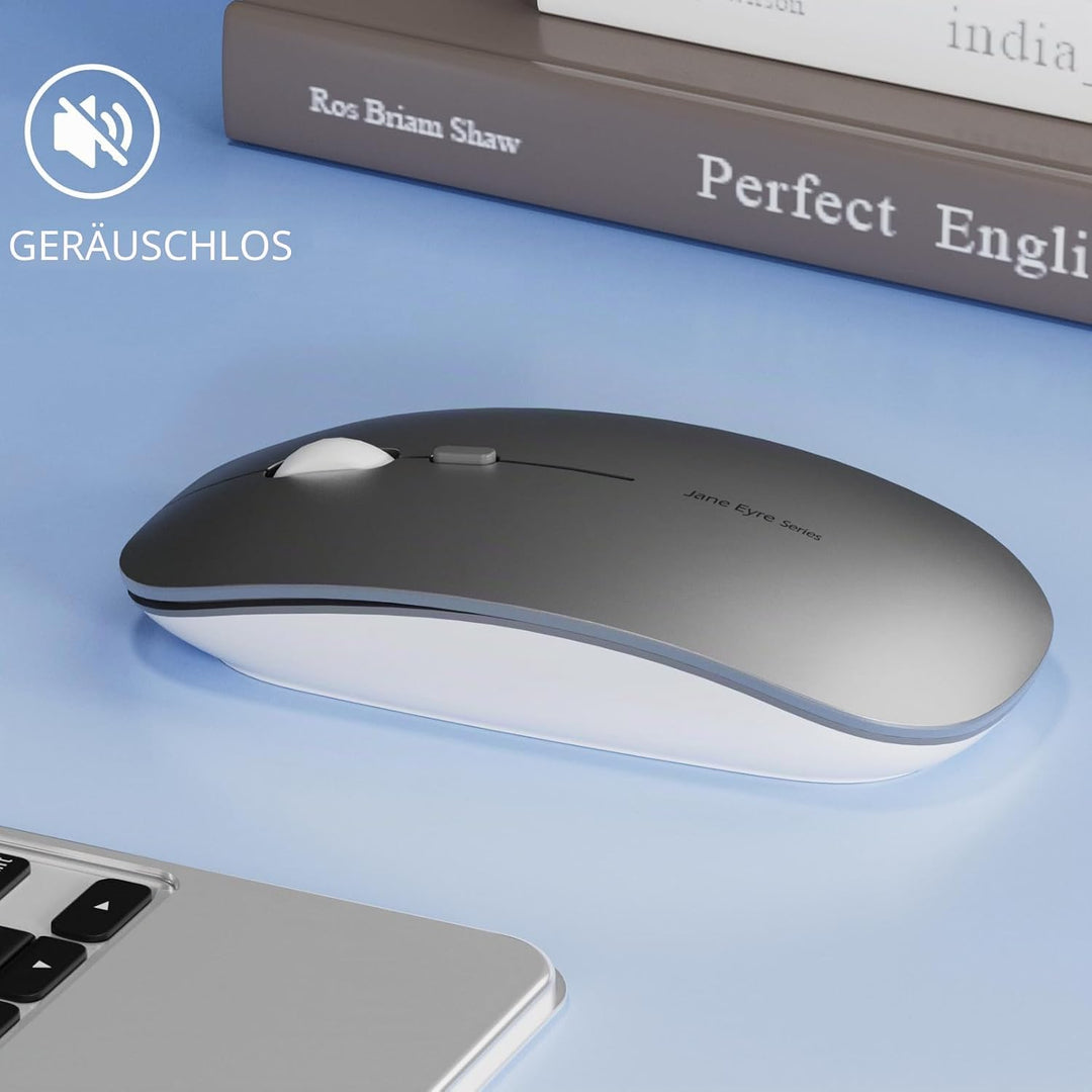 Uiosmuph Q5 Kabellos Maus, Wiederaufladbar Funkmaus 2.4G Leise Funkmaus Ultra Dünn Wireless Computer