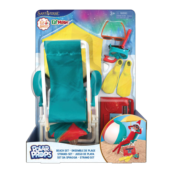 The Elf on The Shelf® Polar Props® Strandurlaub | Komplettes Strand-Set mit Liegestuhl, Schnorchel-A